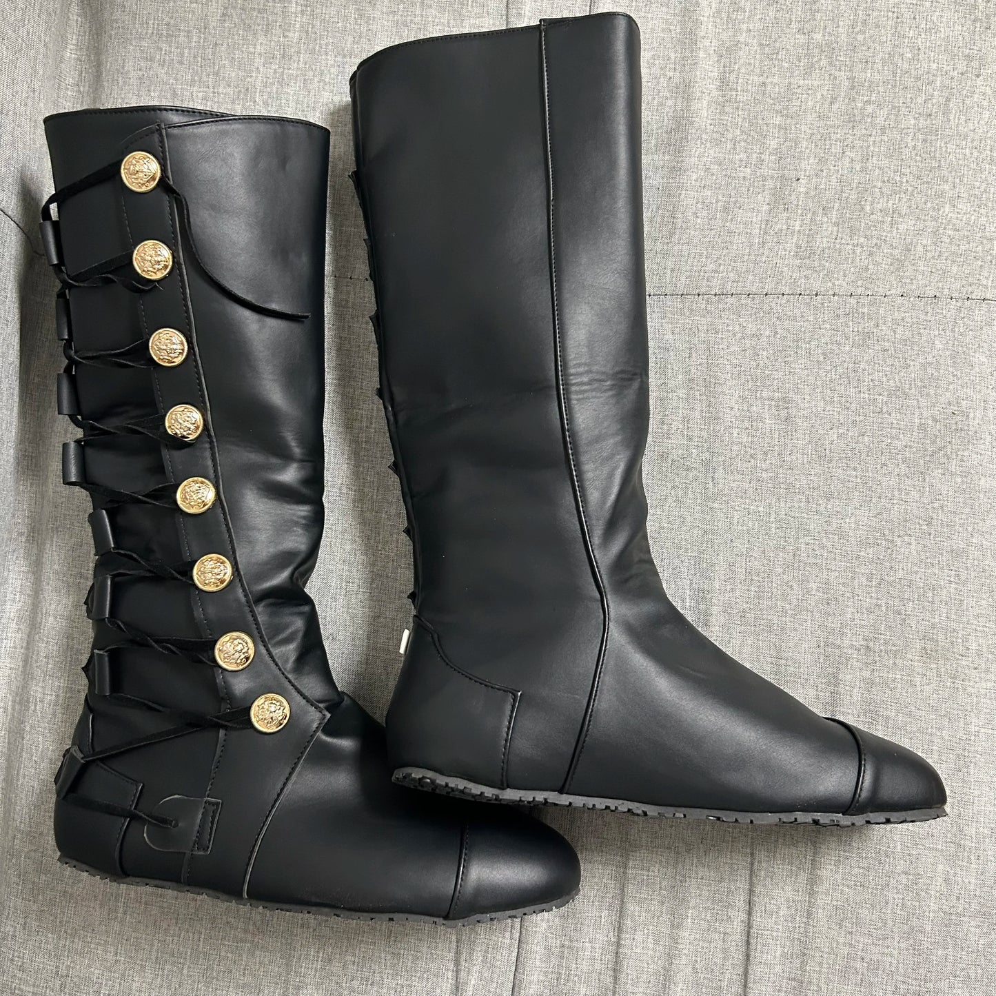 Medieval Steampunk PU Leather Boots – Retro Viking Pirate & Knight Cosplay Shoes for Men & Women, Carnival Party