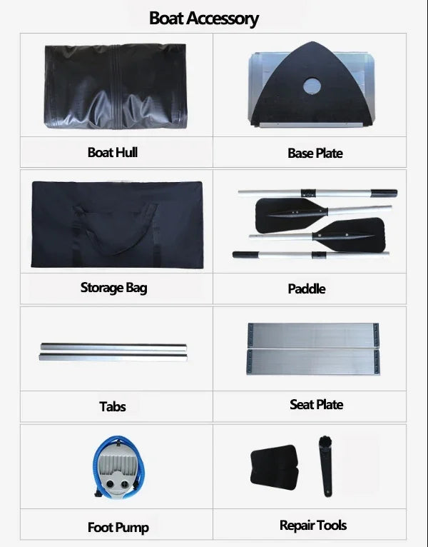 1.2mm Thickened PVC Assault Boats – V-Shape Keel Inflatable Fishing Boat Set with Alloy Bottoms (230-380cm)