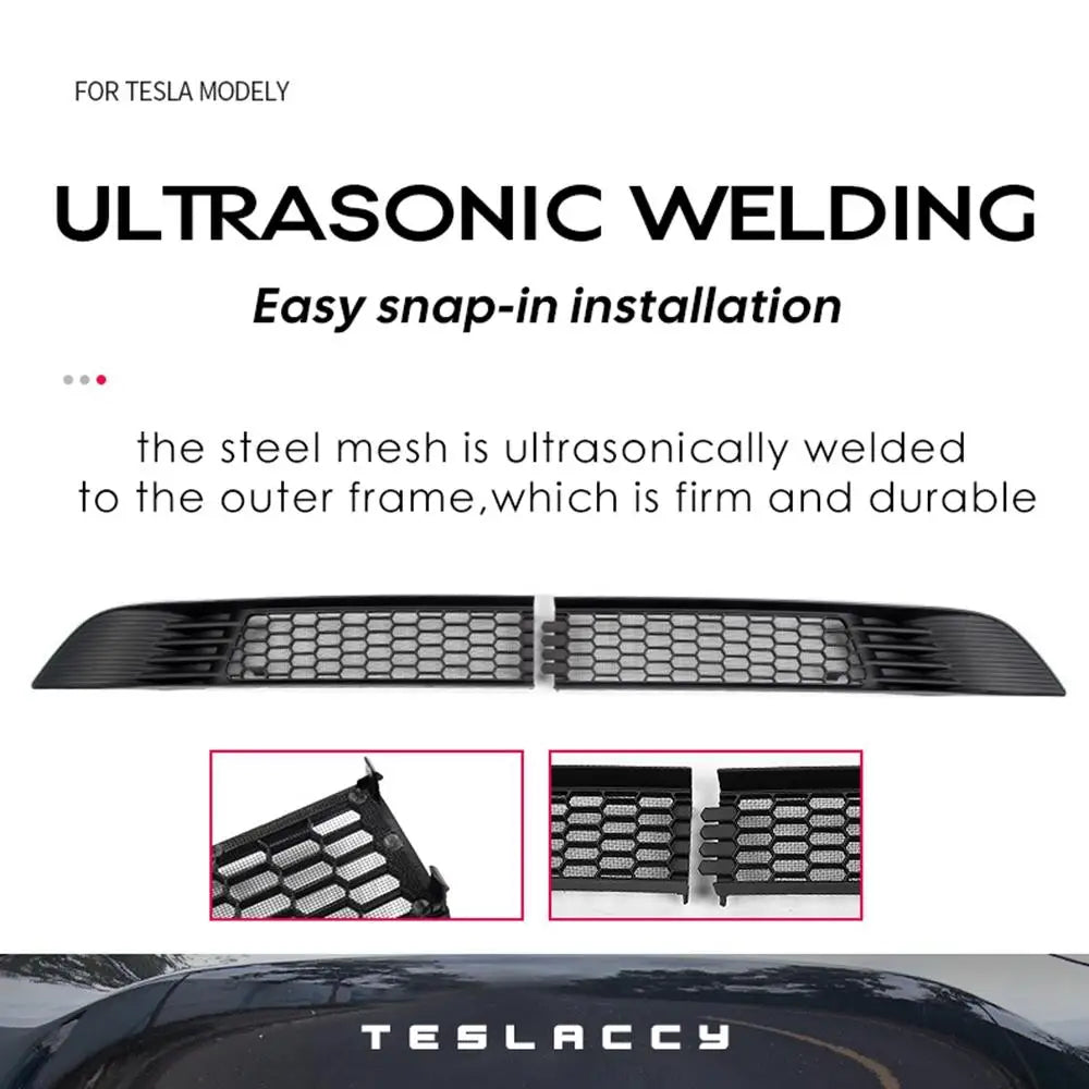 Front Grill Guard Mesh Inserts for Tesla Model Y 2021-2024 – Air Inlet Vent Cover & Bumper Filter Accessories