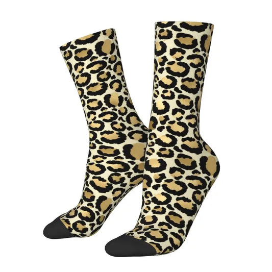Custom Funny Leopard Print Socks – 3D Animal Cheetah Pattern Warm Sports Socks for Men & Women