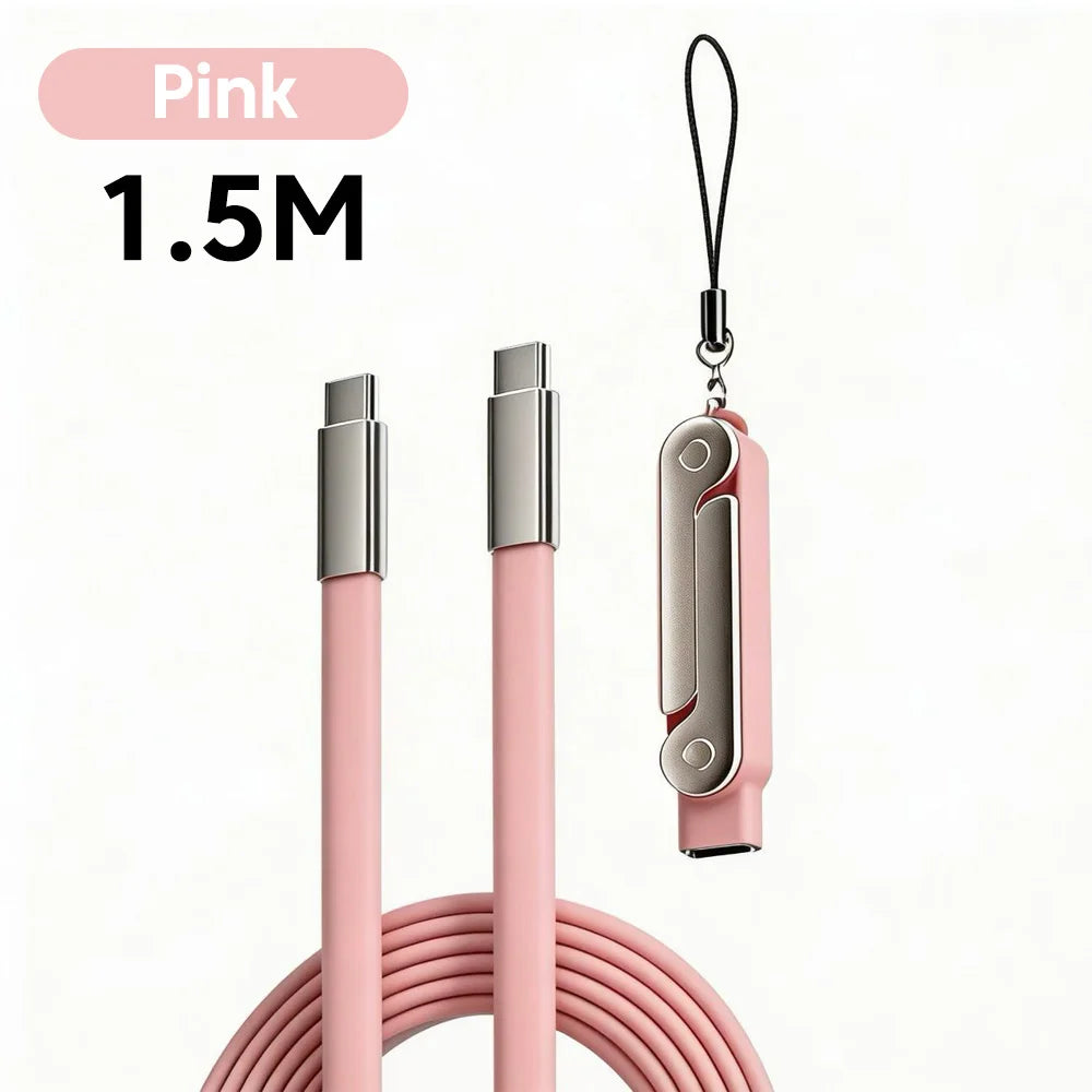 2-in-1 Foldable Phone Holder with USB-C to USB-C 240W Fast Charging Cable – Dual PD High-Speed Data & Charging Stand Cable for Mobile Devices