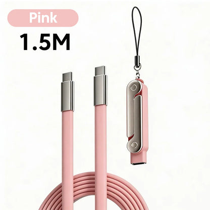 2-in-1 Foldable Phone Holder with USB-C to USB-C 240W Fast Charging Cable – Dual PD High-Speed Data & Charging Stand Cable for Mobile Devices