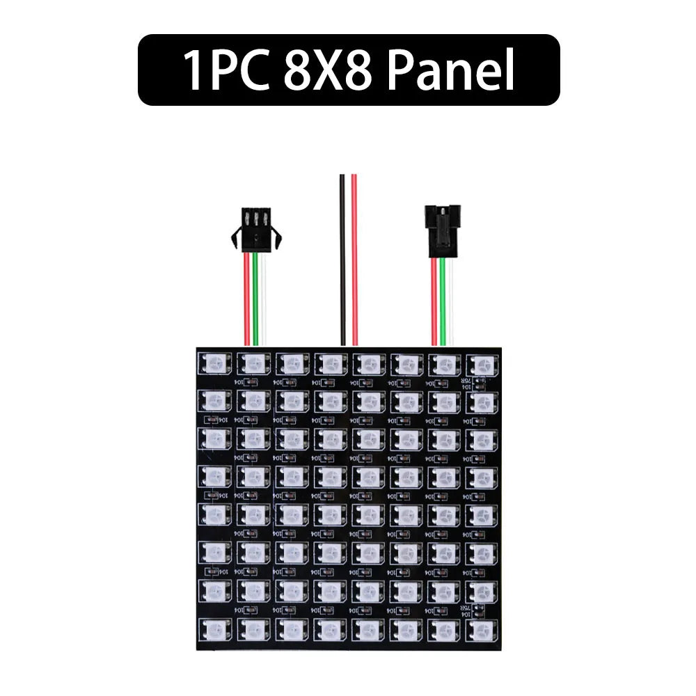 WS2812B RGB LED Pixel Matrix Panel - Individually Addressable Flexible 8×8, 16×16 or 8×32 LED Screen, DC 5V