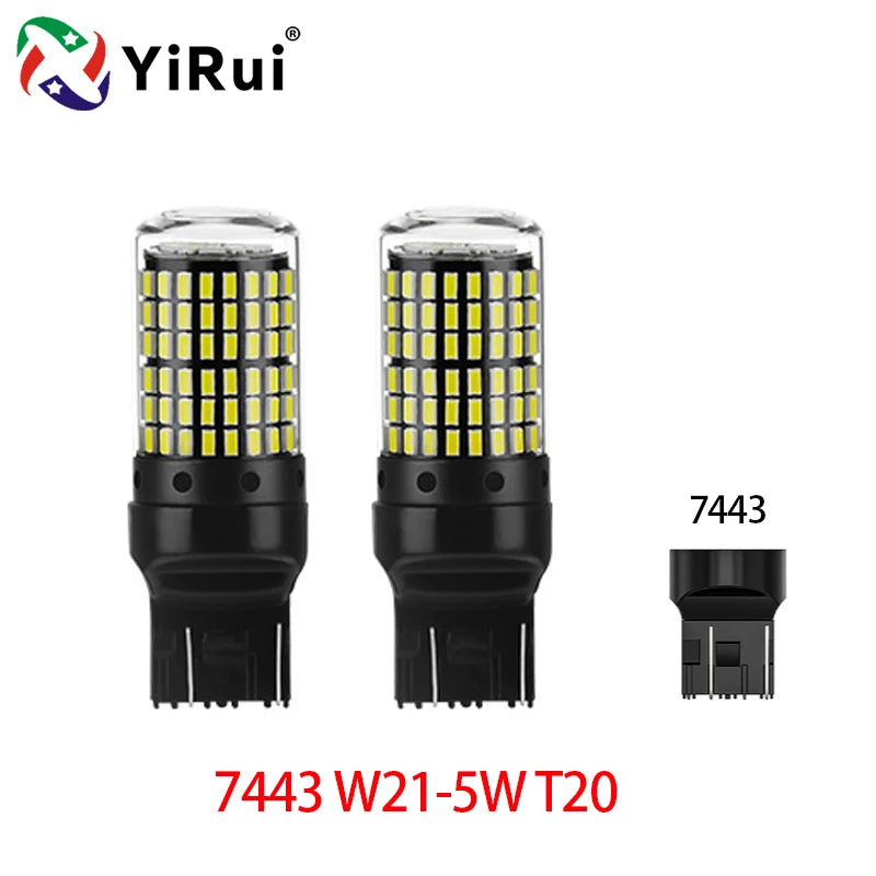 YiRui 2PCS 12-48V LED Bulbs - 144SMD Bright Reverse & Turn Signal Lights for BA15S, 7440, 1157 & P21W Sockets