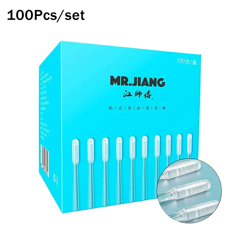 100-Piece Sticky Ear Cleaning Swabs – Silicone Earwax Removal Tools for Adults, Seniors, and Kids