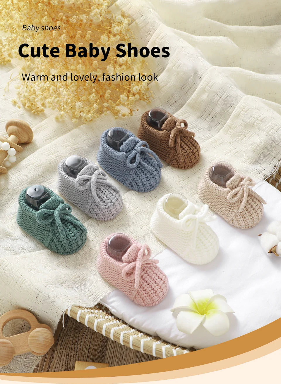 Newborn Baby Shoes — Knitted First Boots for Boys & Girls, Solid Toddler Bed Footwear 0-18M