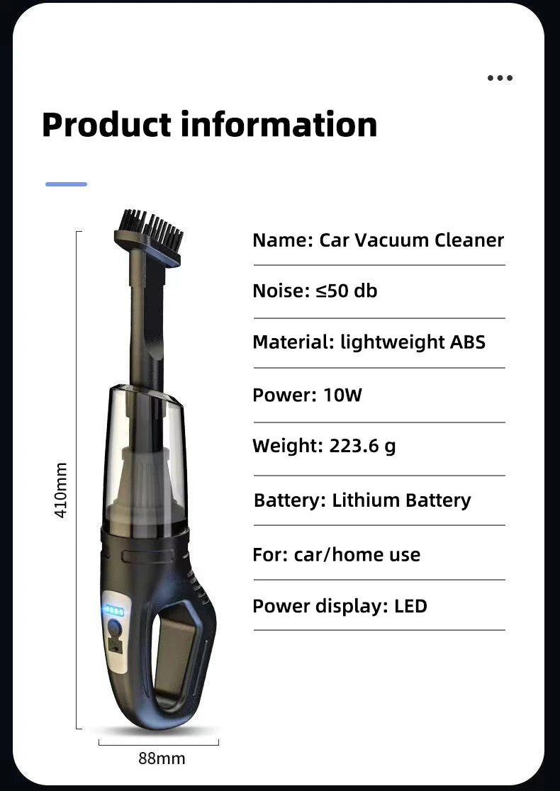 Car Multipurpose Handheld Vacuum Cleaner – Powerful Suction, Rechargeable Wireless Cleaner for Car & Home Dual Use