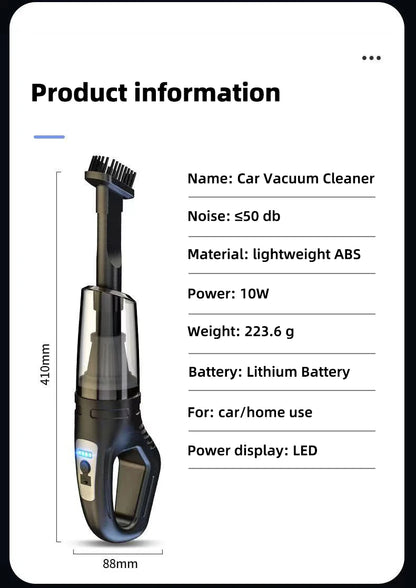 Car Multipurpose Handheld Vacuum Cleaner – Powerful Suction, Rechargeable Wireless Cleaner for Car & Home Dual Use