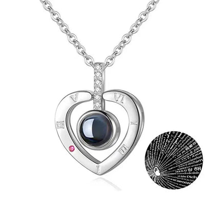 100 Languages I Love You Projection Necklace - Romantic Pendant Jewelry Gift for Girlfriend, Wife, or Partner