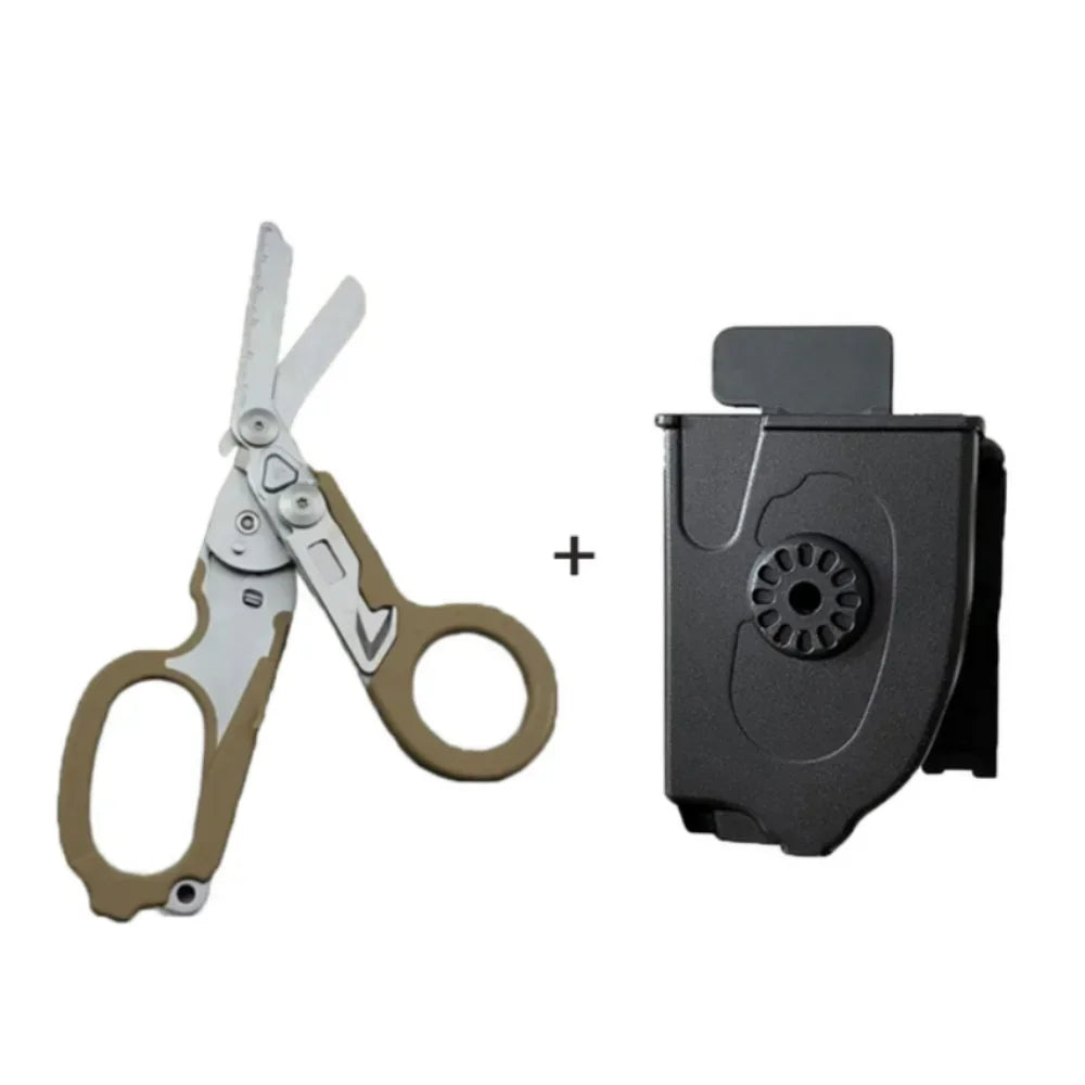 Folding Trauma Scissors - Emergency Rescue Cutter with Glass Breaker for Outdoor Use