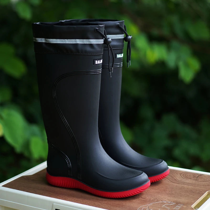 Men’s & Women’s High-End Rain Boots – Waterproof, Non-Slip Short & Mid-Calf Rubber Boots with Drawstring