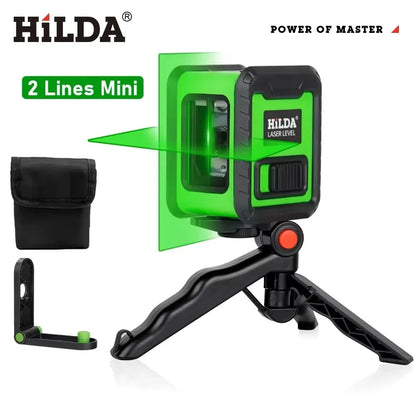 HILDA 2-Line Green Laser Level Meter | Self-Leveling Horizontal & Vertical Laser Tool