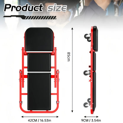 3-in-1 Rolling Auto Repair Creeper Seat - Foldable Adjustable Garage Tool Tray, 300 lb Capacity