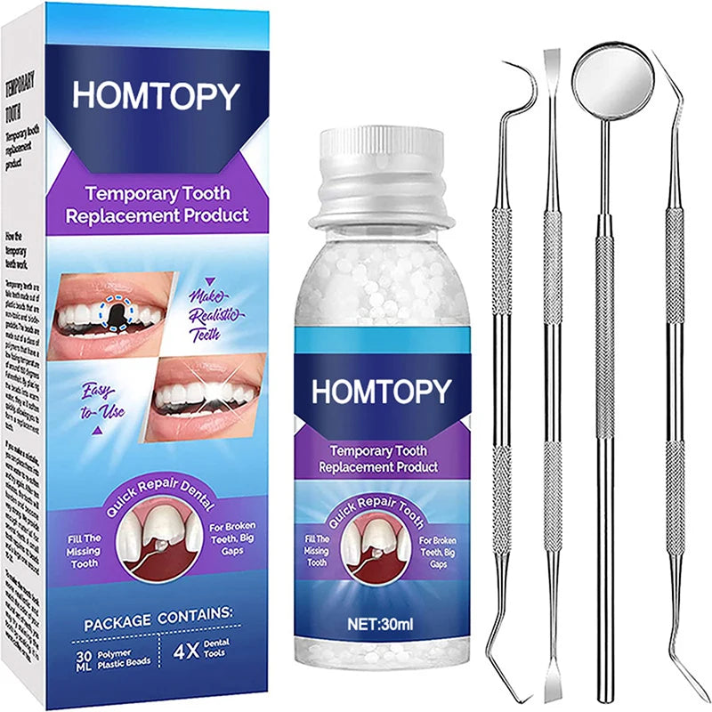 Moldable Teeth Repair Kit – Temporary Dental Replacement with Thermal Beads for Fixing Missing & Broken Teeth, Artificial Tooth Fillings