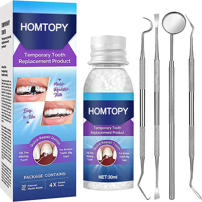 Moldable Teeth Repair Kit – Temporary Dental Replacement with Thermal Beads for Fixing Missing & Broken Teeth, Artificial Tooth Fillings