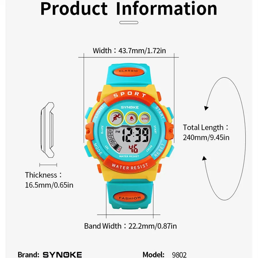 SYNOKE Kids Sport Watch - Colorful Waterproof Digital Electronic Watch for Boys and Girls