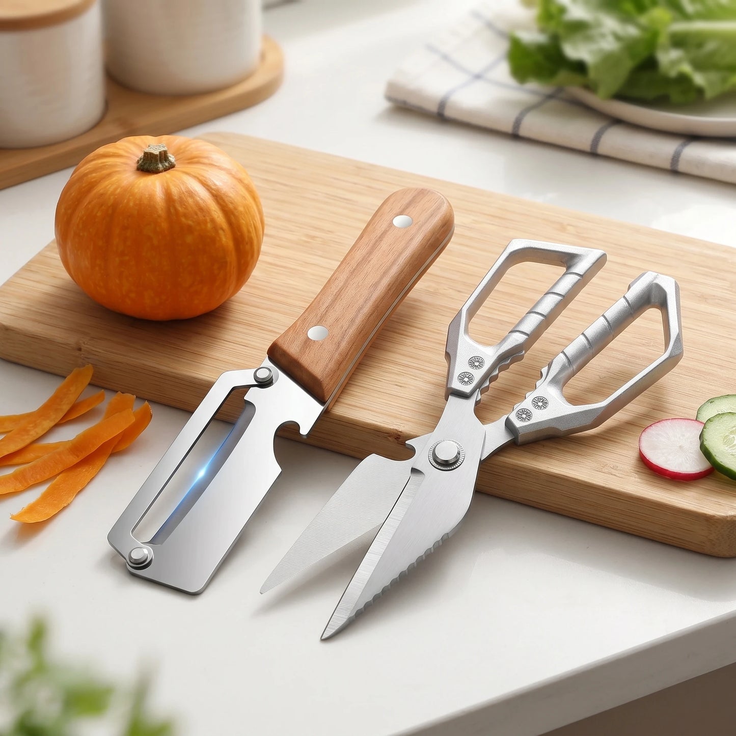 Stainless Steel Vegetable Peeler with Wooden Handle – Durable Fruit & Veg Slicer Tool for Smooth Peeling