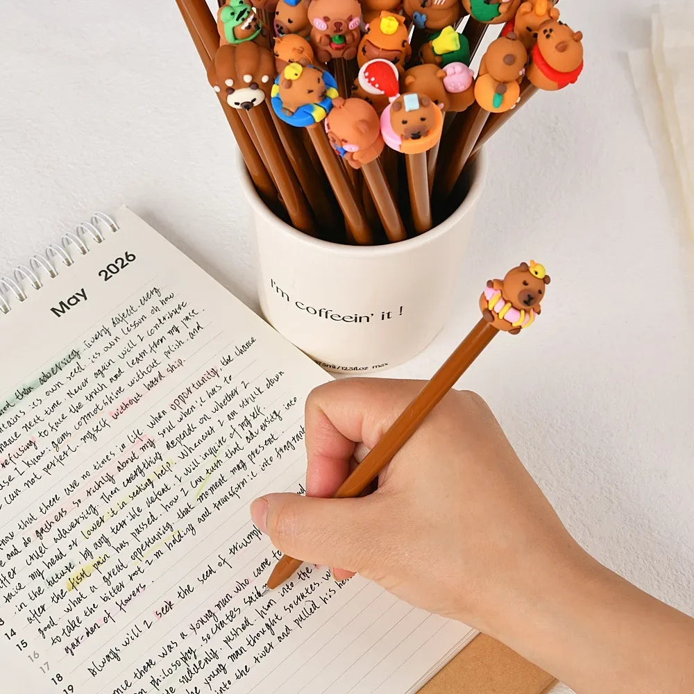 Kawaii Capybara Gel Pens 5–25PCS - Cute Black Ink Pens for School, Office, Stationery & Birthday Gifts