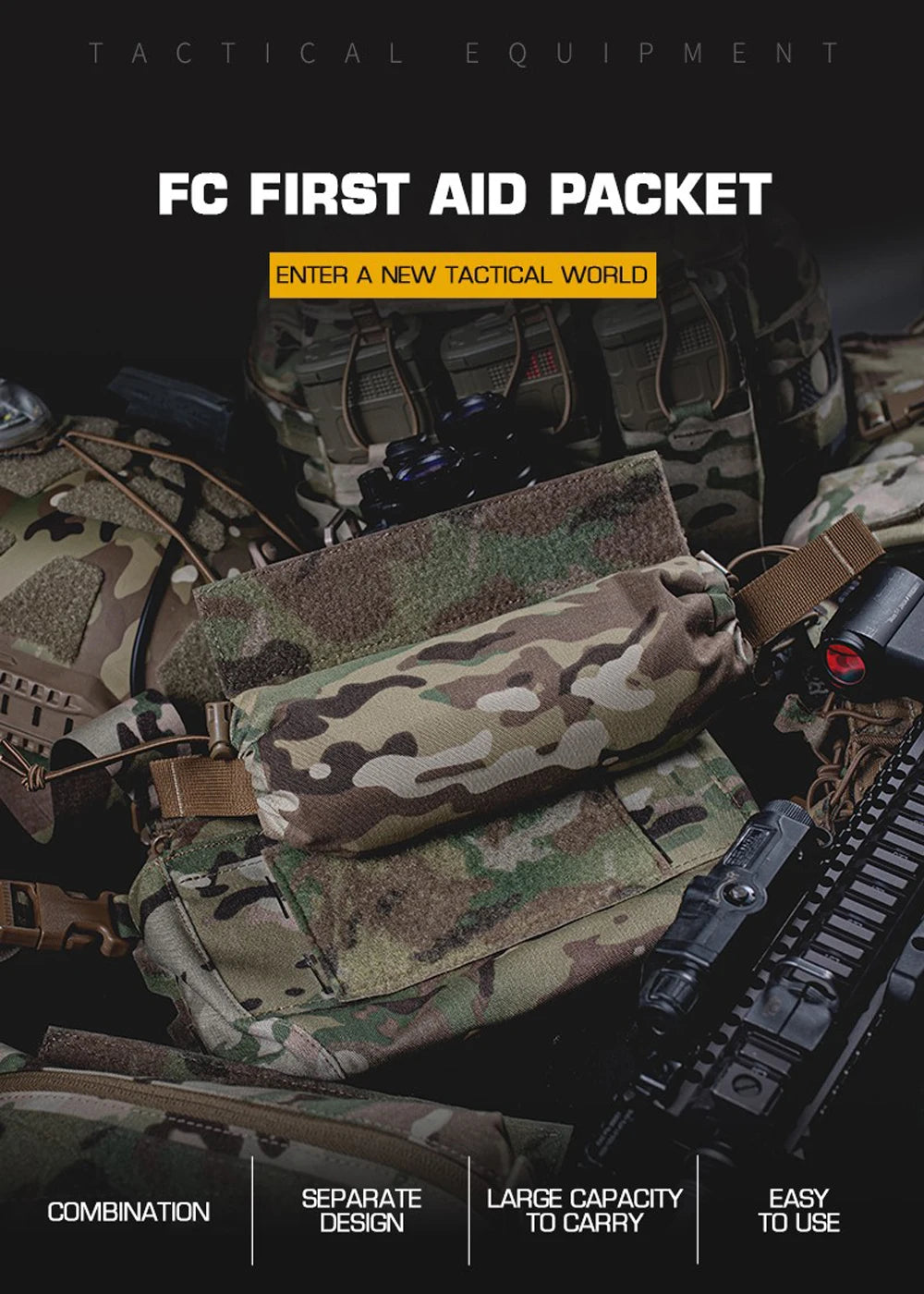 Tactical Trauma Pouch Roll 1 – IFAK Individual First Aid Kit EDC Medical Rapid Belt Bag for Airsoft, Hunting & Plate Carrier Gear