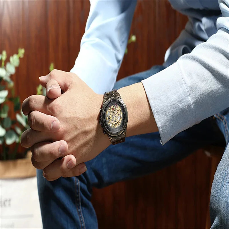 BINBOND A275 Men’s Retro Tourbillon Mechanical Watch – Waterproof Leather Strap Luxury Wristwatch