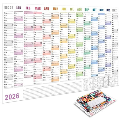 2026 Wall Calendar Planner - Annual Schedule Organizer with To-Do List Memo Pad & Agenda Tracker