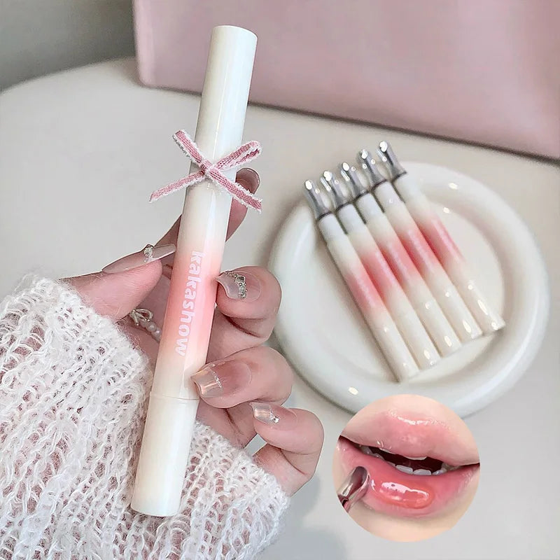 Kakashow Watery Lip Gloss - Jelly Moisturizing Lip Tint with Mirror Iron Brush Head