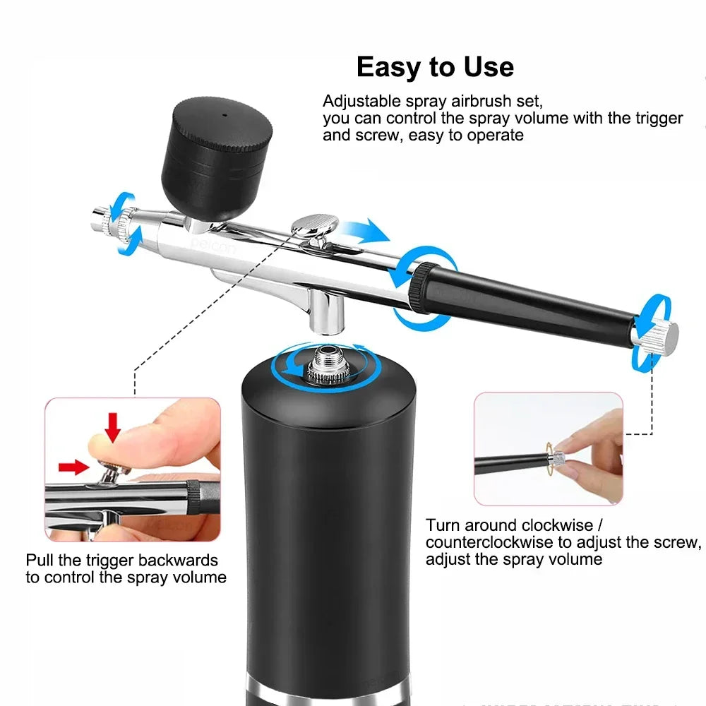 Portable Wireless Airbrush Kit — Handheld Electric Spray Gun with Compressor for Coloring, Tattoo, Graffiti & Model Painting