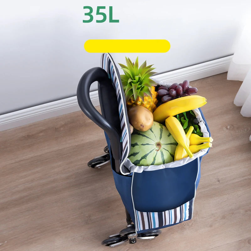Lightweight Folding Grocery Shopping Trolley – Hand-Pull Stairs Climbing Cart for Household & Outdoor Travel