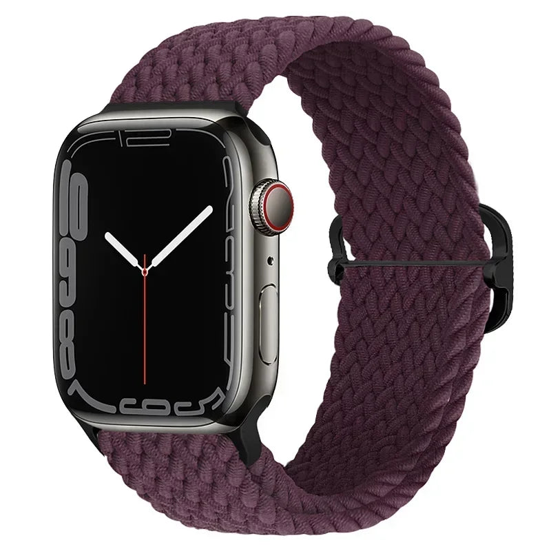 Braided Nylon Apple Watch Band – Adjustable Sport Strap Compatible with Ultra 2, Series 10/9/8/7/6/SE (40–49mm) Wrist Bracelet