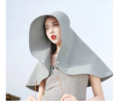 2024 New Women's Large Brim Sun Hat - Bucket Cap with Neck Flap for Full Anti-UV Protection - Washable Beach Panama Hat