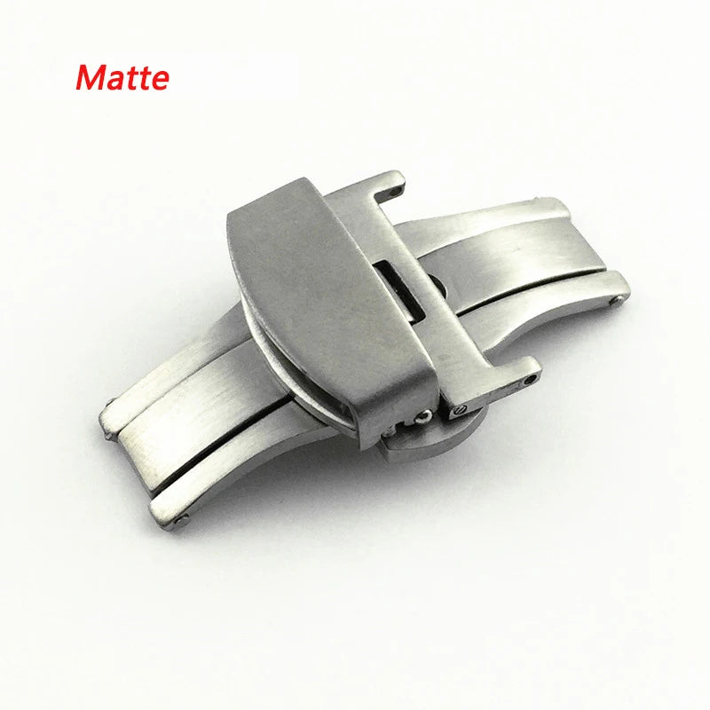 Stainless Steel Butterfly Buckle – Polished & Matte Watch Band Clasp for 16mm, 18mm, 20mm, 22mm Straps