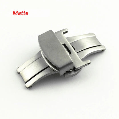 Stainless Steel Butterfly Buckle – Polished & Matte Watch Band Clasp for 16mm, 18mm, 20mm, 22mm Straps