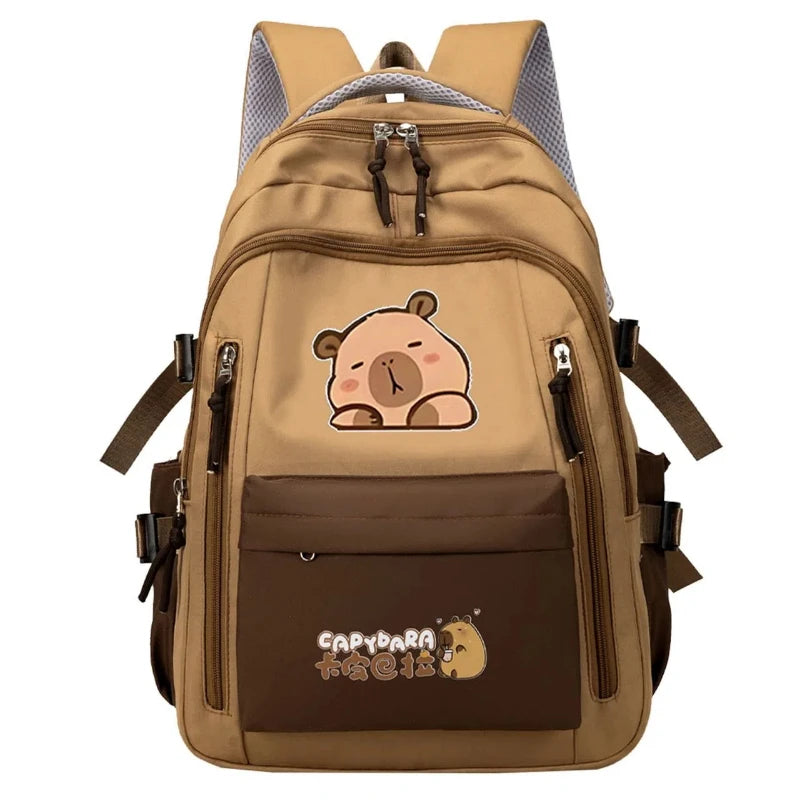 Kawaii Capybara School Backpack Set – Cute Girls Casual Daypack, Kids Bookbag & Travel School Bag Set