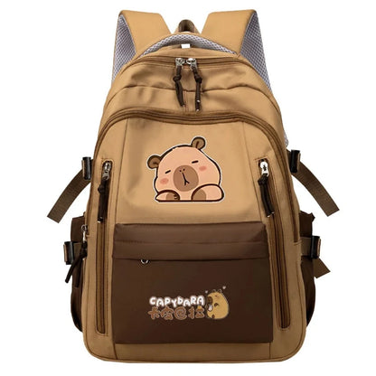 Kawaii Capybara School Backpack Set – Cute Girls Casual Daypack, Kids Bookbag & Travel School Bag Set