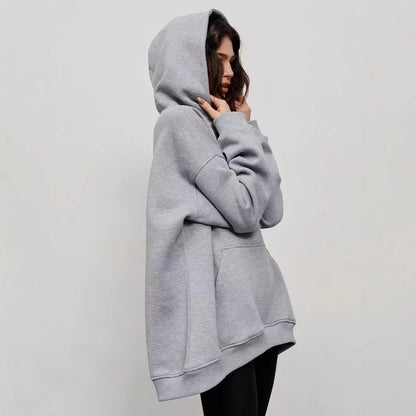 Oversized Hoodie Sweatshirt — Unisex Loose Fit, Drop Shoulder, Cuffed Sleeve Winter Casual Sportswear