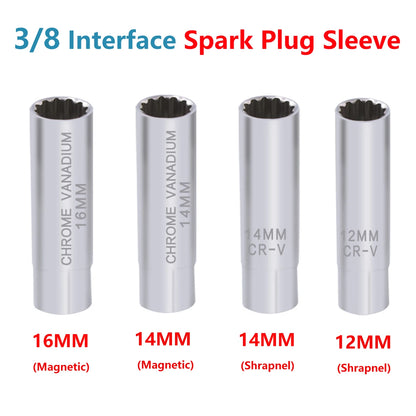 Universal Spark Plug Socket Wrench - 3/8 Magnetic, 12 Angle Thin Wall for 14/16mm Spark Plug Removal, Auto Repair Tool