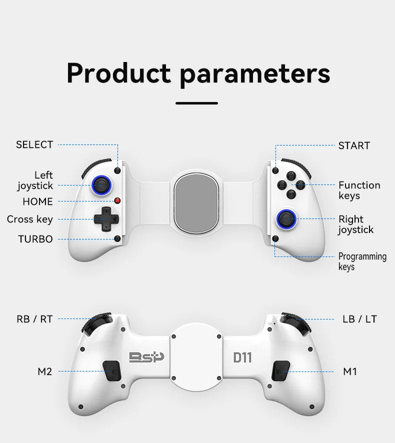 BSP-D11 Stretching Wireless Game Controller – Compatible with SWITCH, Android, iOS, PS3, PS4, XBOX, and Tablet for Gamepad Streaming