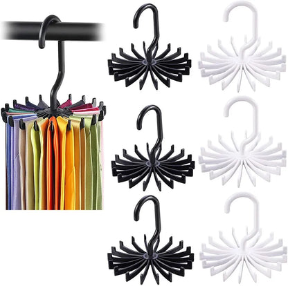 Rotating Hook Holder Rack - Space-Saving Tie, Belt, and Scarf Hanger for Closet Organization