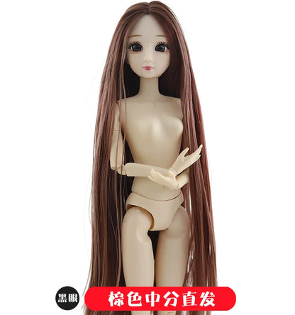 30cm Fashion Doll – 1/6 BJD Body with 3D Eyes, Long Wig, Princess Makeup DIY Toy for Girls