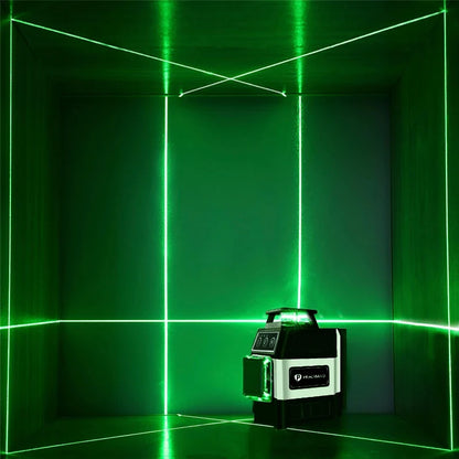 Pracmanu Mini 12-Line 3D Laser Level – 360° Self-Leveling Horizontal & Vertical Green Beam Laser