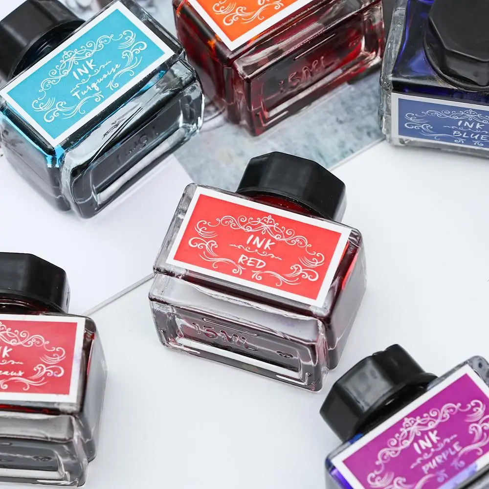 15ml Carbon-Free Fountain Pen Ink — Non-Carbon Ink Bottle for Stationery & Printing