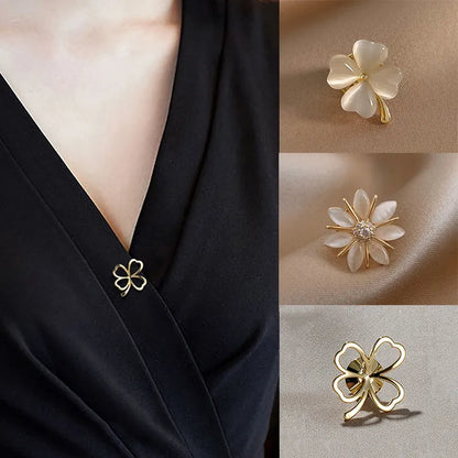 Flower Bow Fashion Brooch Set for Women - Metal Anti-Glare Lapel Pins for Sweater, Coat, Clothing Accessories
