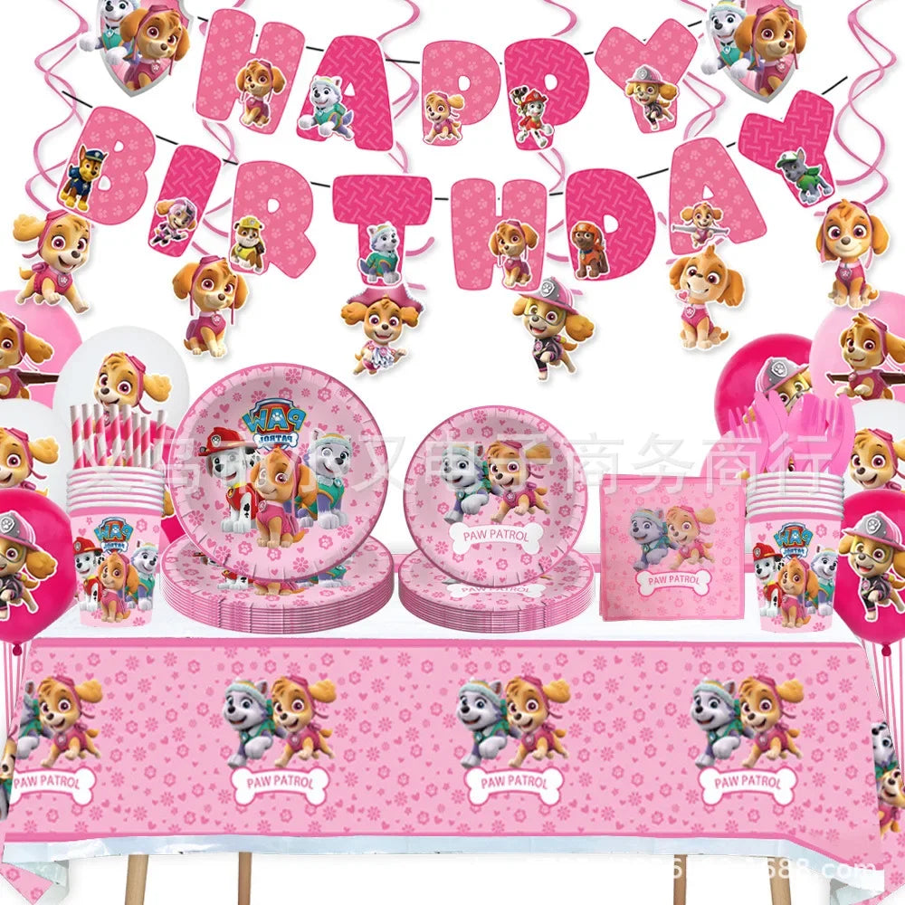 Pink Paw Patrol Party Supplies for Girls – Skye Balloons, Cups, Plates & Tablecloth for Birthday & Baby Shower