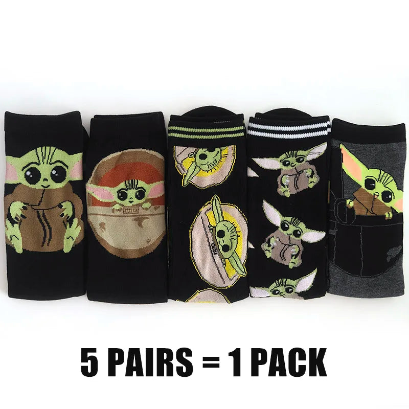 Cartoon Anime Crew Socks - 5 Pairs Unisex Hip Hop Street Style Novelty Casual Socks for Men and Women