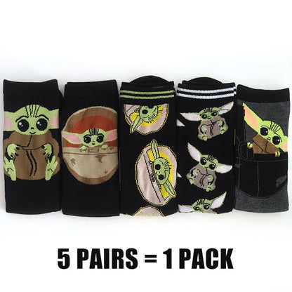 Cartoon Anime Crew Socks - 5 Pairs Unisex Hip Hop Street Style Novelty Casual Socks for Men and Women