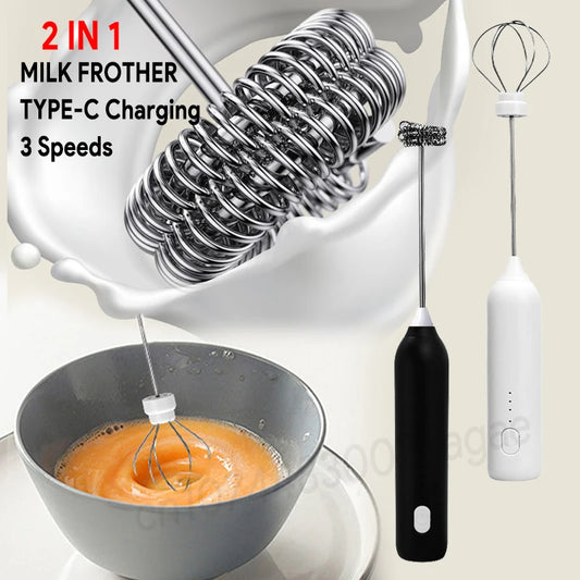Upgraded USB Rechargeable Electric Milk Frother & Egg Beater – 3-Speed Handheld Mini Coffee Blender for Espresso & Kitchen Use