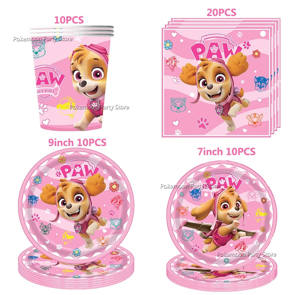 Paw Patrol Kids Birthday Party Supplies Set – Cups, Plates, Napkins, Gift Bags & Cake Toppers Decorations Kit
