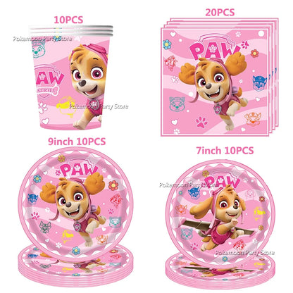 Paw Patrol Kids Birthday Party Supplies Set – Cups, Plates, Napkins, Gift Bags & Cake Toppers Decorations Kit