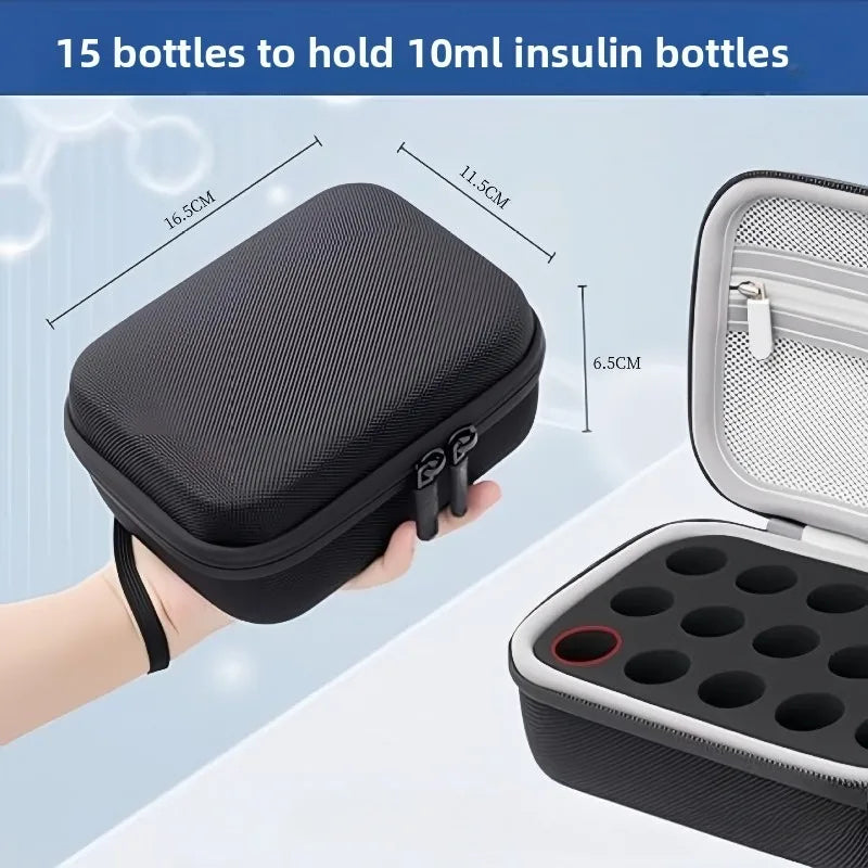 10ml Insulin Vial Storage Case – Waterproof EVA Large Capacity Organizer for Diabetics, Protective Travel Insulin Bottle Holder