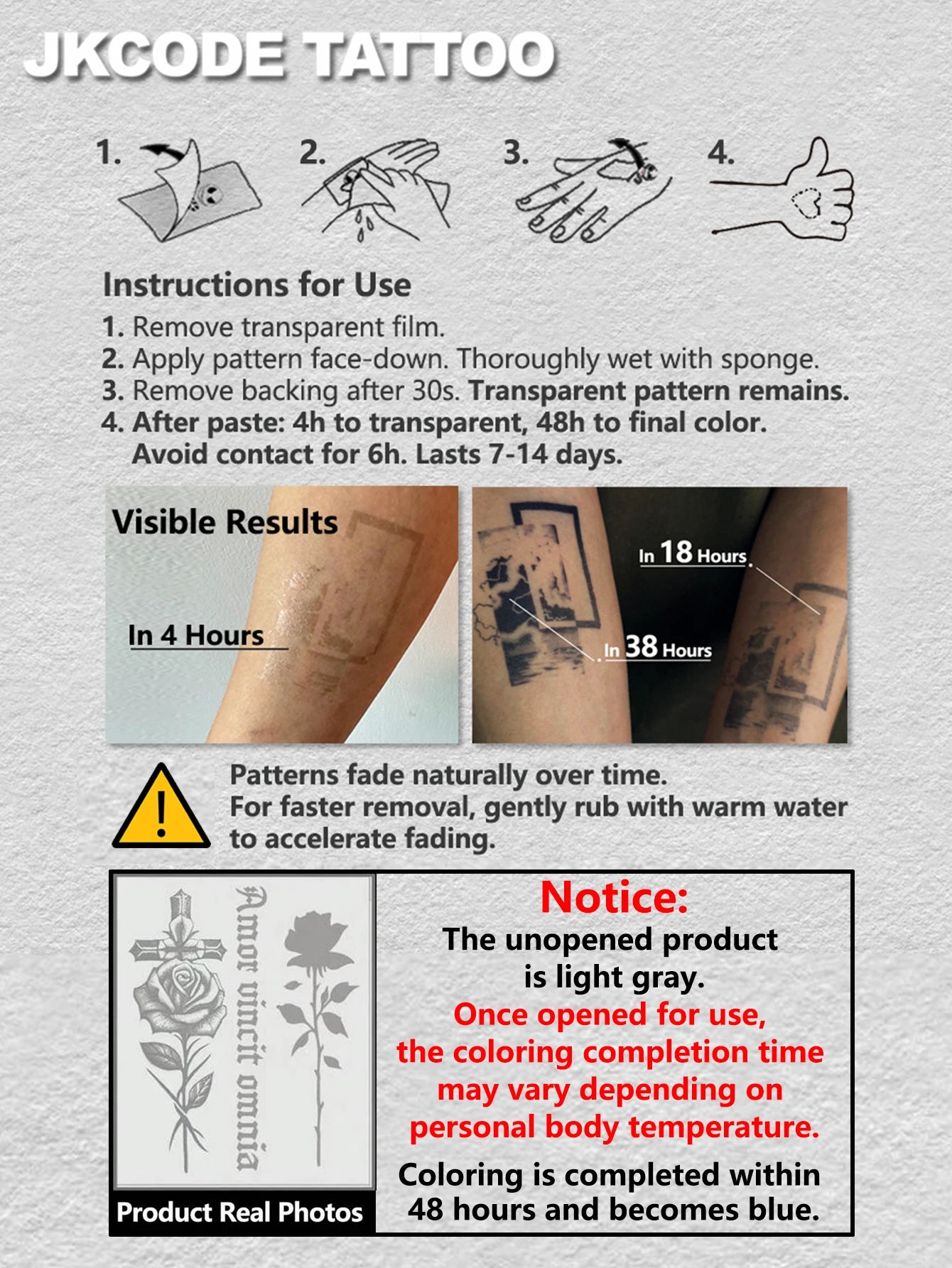 Semi-Permanent Temporary Tattoos - Waterproof Realistic Graffiti, Totem, Hip-Hop & Plant Design Body Art